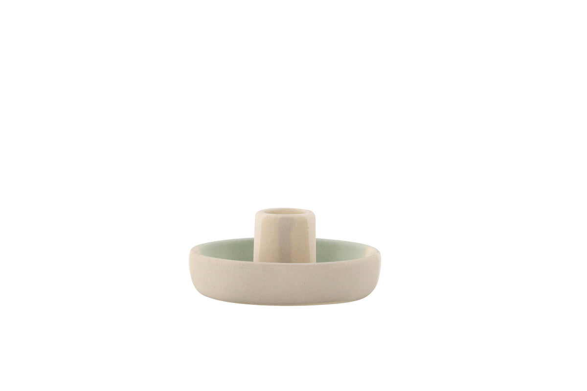 Otis ljusstake 11x5 cm beige/grön/grå stengods