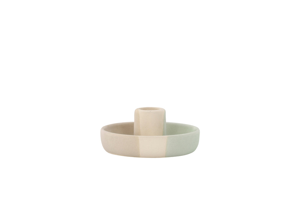 Otis ljusstake 11x5 cm beige/grön/grå stengods