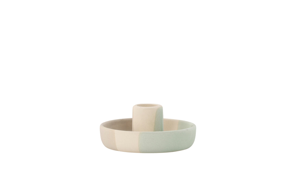 Otis ljusstake 11x5 cm beige/grön/grå stengods