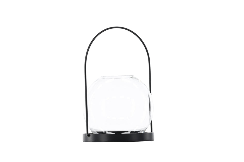 Flora ljuslykta 22x14 cm (höjd 22 cm) svart/klart glas