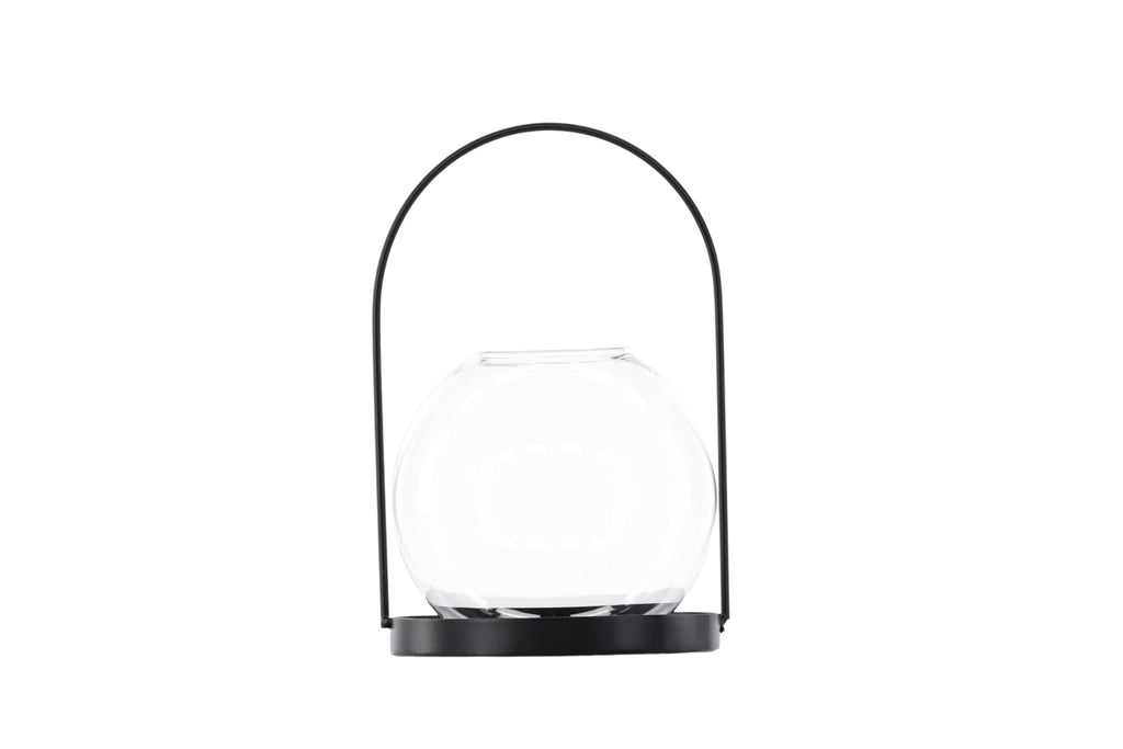 Flora ljuslykta 22x14 cm (höjd 22 cm) svart/klart glas
