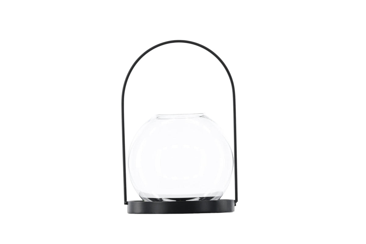 Flora ljuslykta 22x14 cm (höjd 22 cm) svart/klart glas