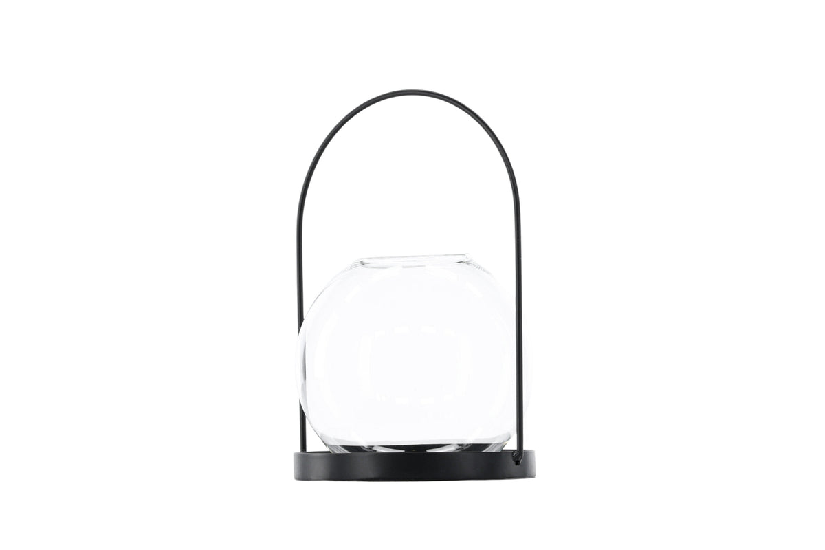 Flora ljuslykta 22x14 cm (höjd 22 cm) svart/klart glas