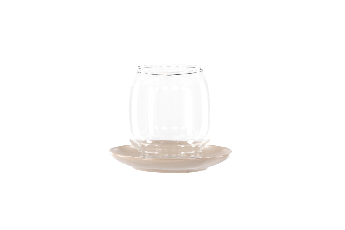 Archy ljuslykta 12x10 cm beige/klart glas