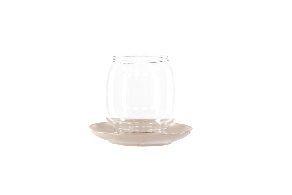 Archy ljuslykta 12x10 cm beige/klart glas