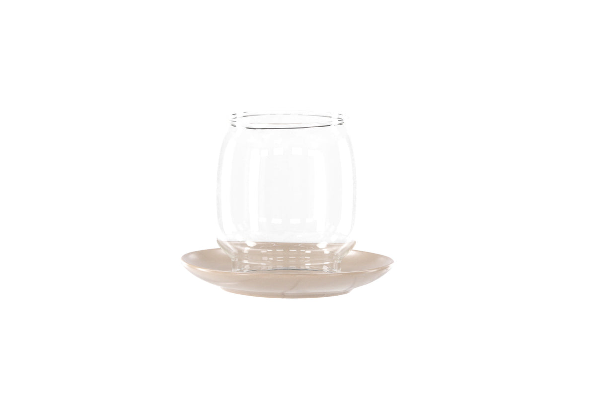 Archy ljuslykta 12x10 cm beige/klart glas