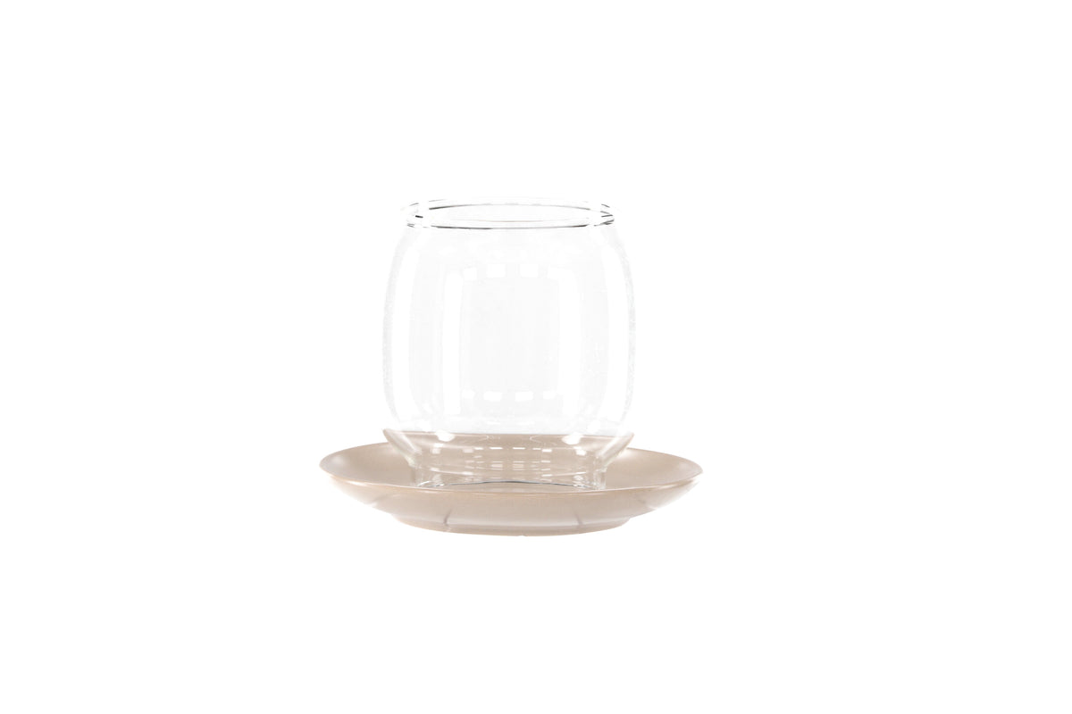 Archy ljuslykta 12x10 cm beige/klart glas