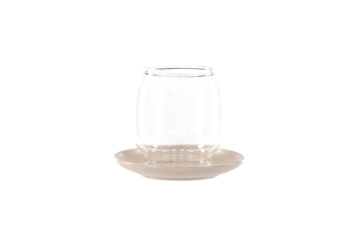 Archy ljuslykta 12x10 cm beige/klart glas