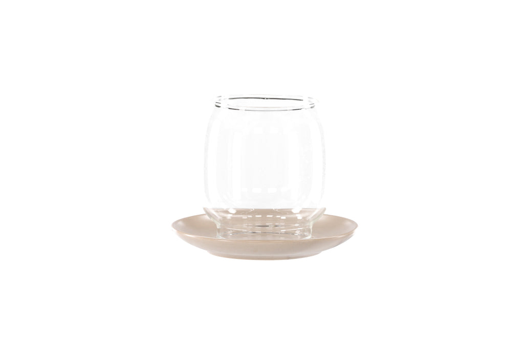 Archy ljuslykta 12x10 cm beige/klart glas