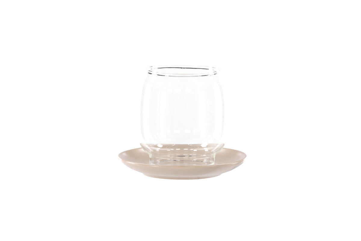 Archy ljuslykta 12x10 cm beige/klart glas