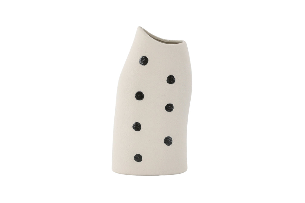 Ernst vas 12x9x23 cm vit med svarta prickar
