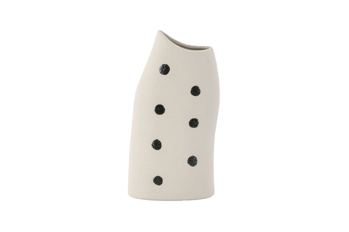 Ernst vas 12x9x23 cm vit med svarta prickar