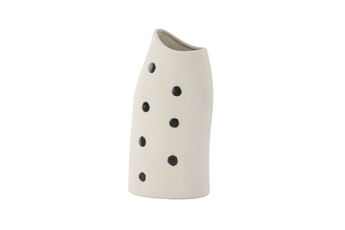 Ernst vas 12x9x23 cm vit med svarta prickar