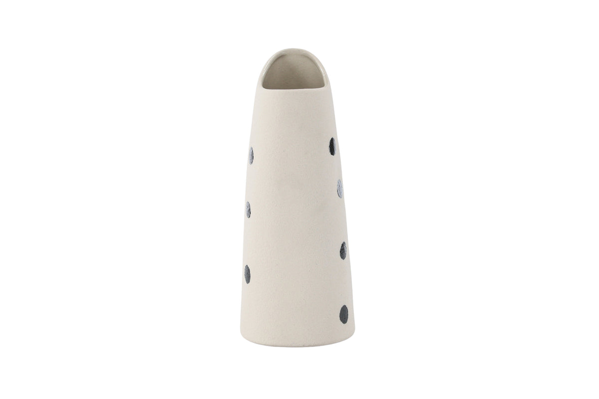 Ernst vas 12x9x23 cm vit med svarta prickar
