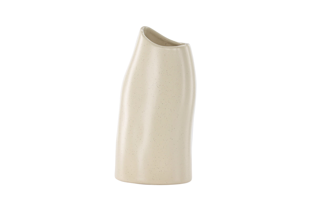 Ernst vas 12x9x23 cm beige med svarta prickar i stengods
