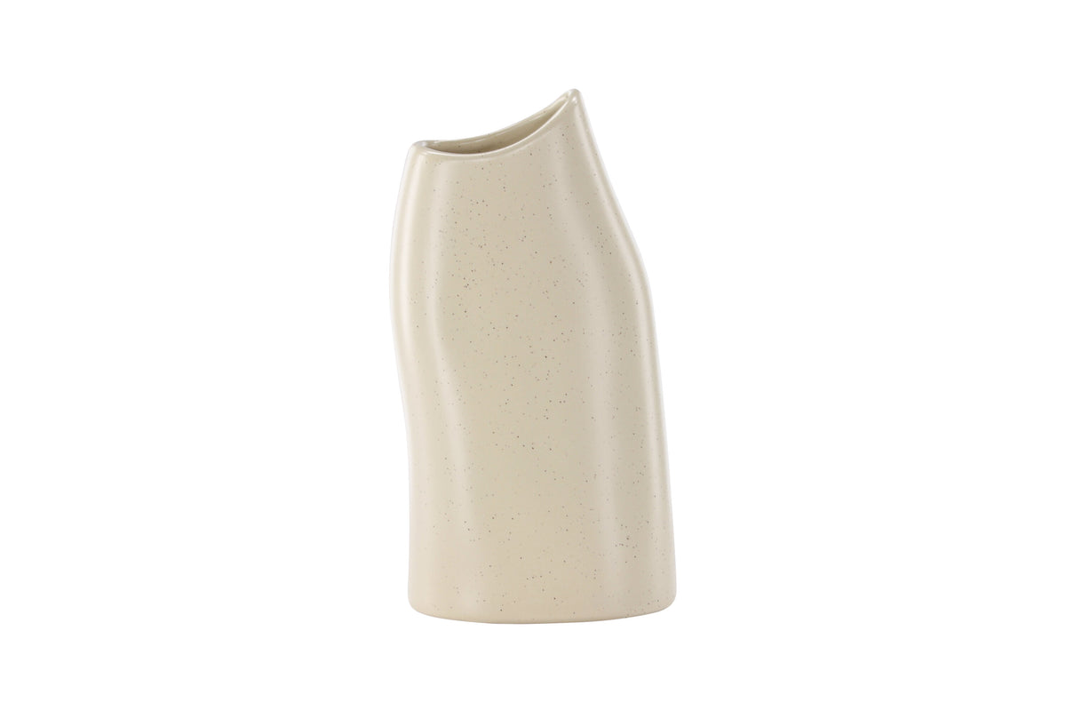 Ernst vas 12x9x23 cm beige med svarta prickar i stengods