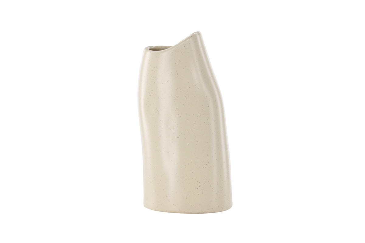 Ernst vas 12x9x23 cm beige med svarta prickar i stengods