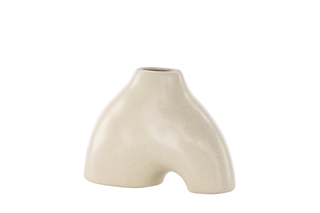 Kento vas 21x8x15 cm beige och svart stengods