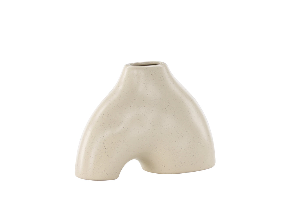 Kento vas 21x8x15 cm beige och svart stengods