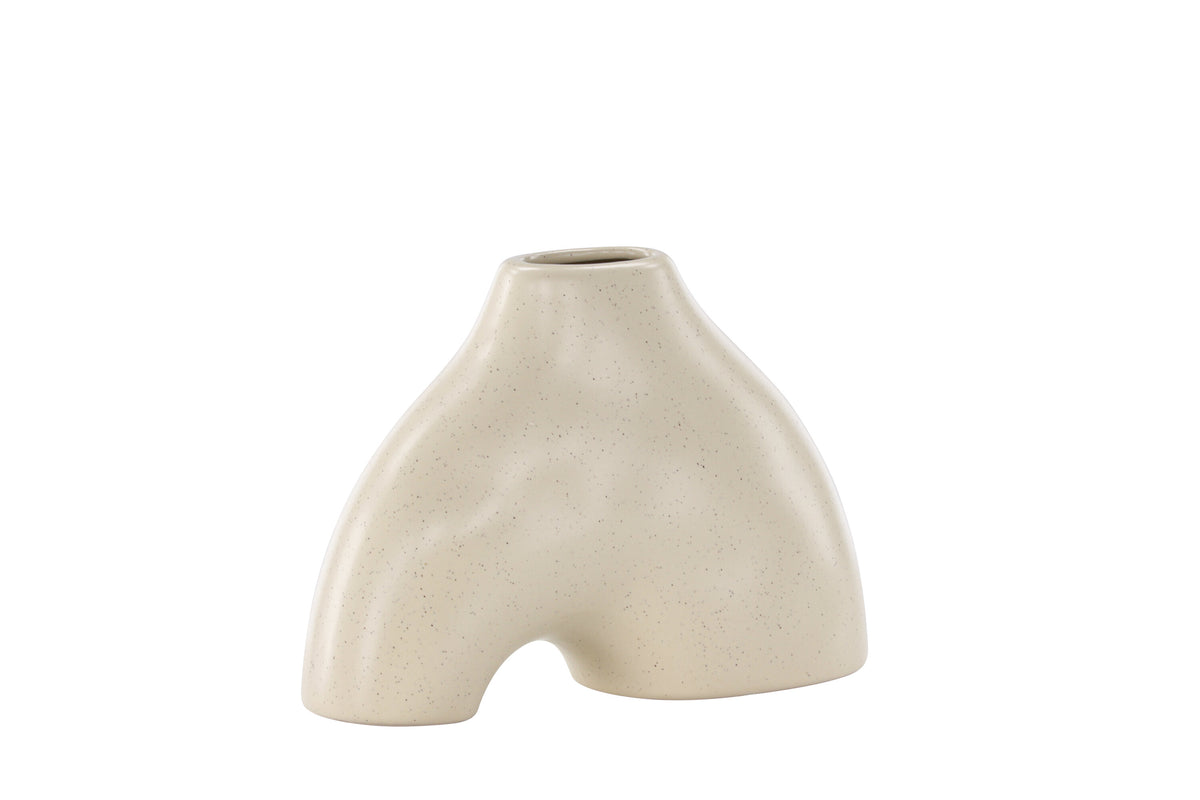 Kento vas 21x8x15 cm beige och svart stengods