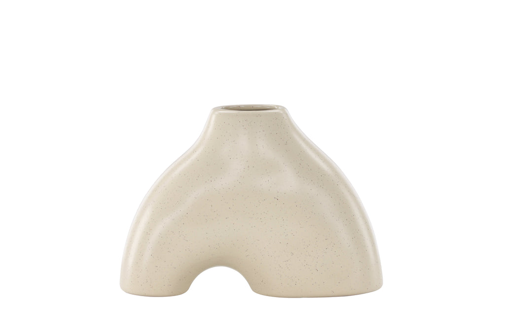 Kento vas 21x8x15 cm beige och svart stengods