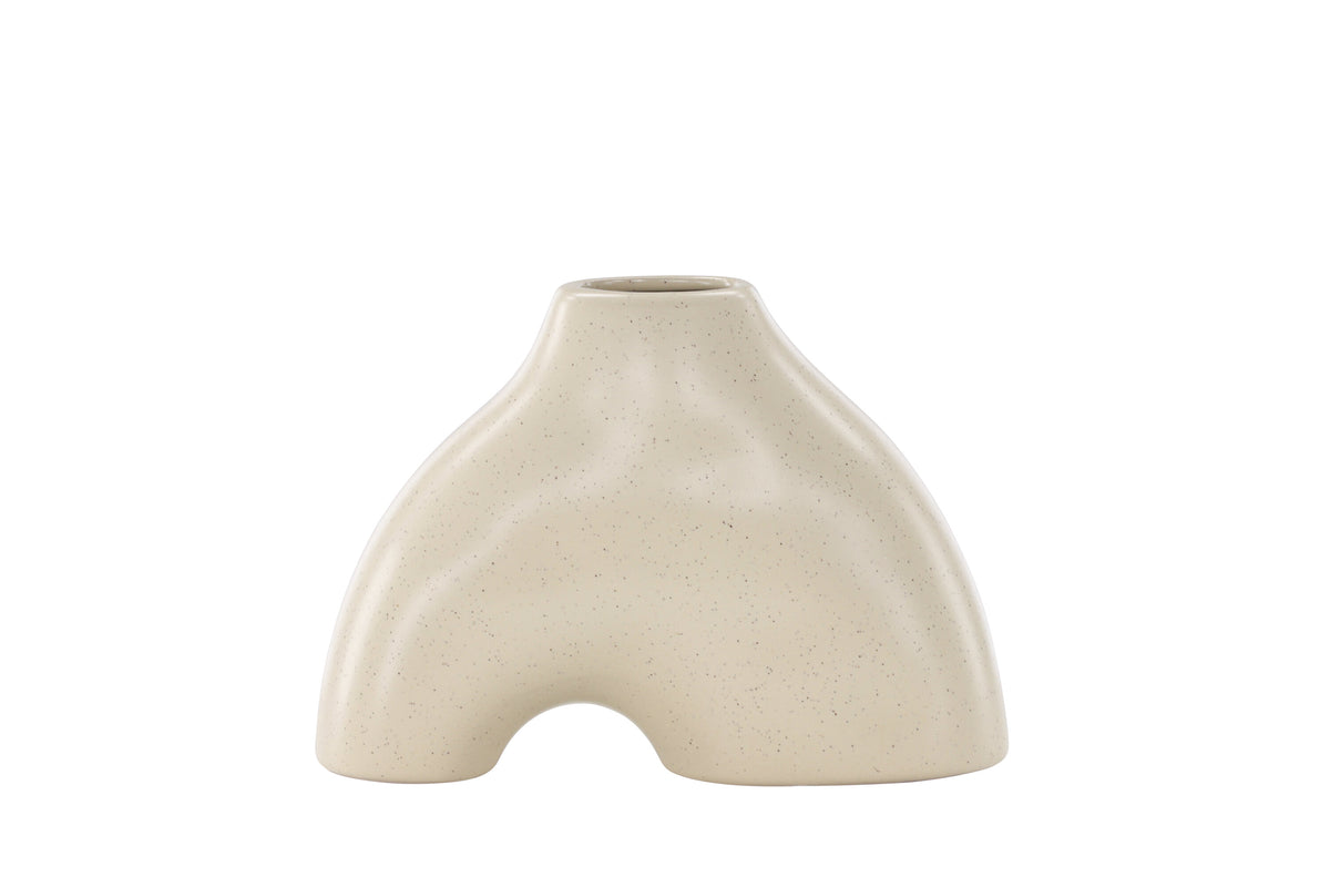 Kento vas 21x8x15 cm beige och svart stengods