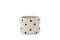 Dapne kruka 16x16x13 cm vit med svarta prickar
