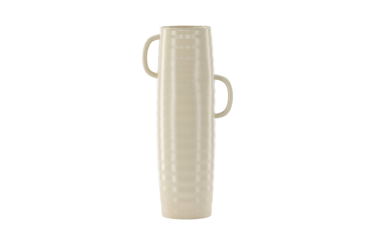 Cent vas 19x13x41 cm beige med svarta prickar