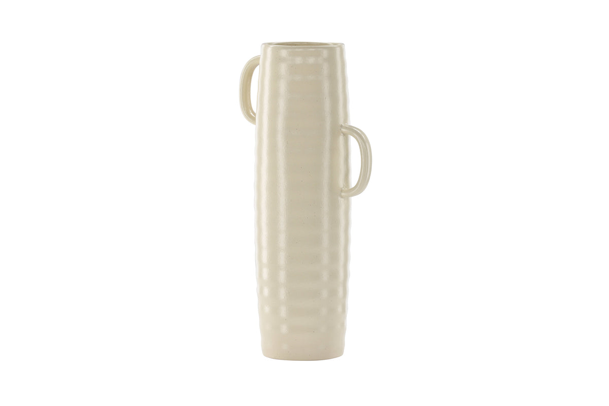 Cent vas 19x13x41 cm beige med svarta prickar