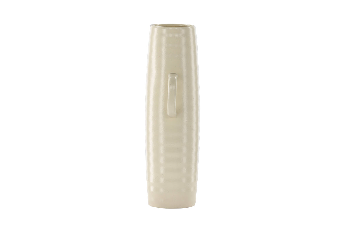 Cent vas 19x13x41 cm beige med svarta prickar