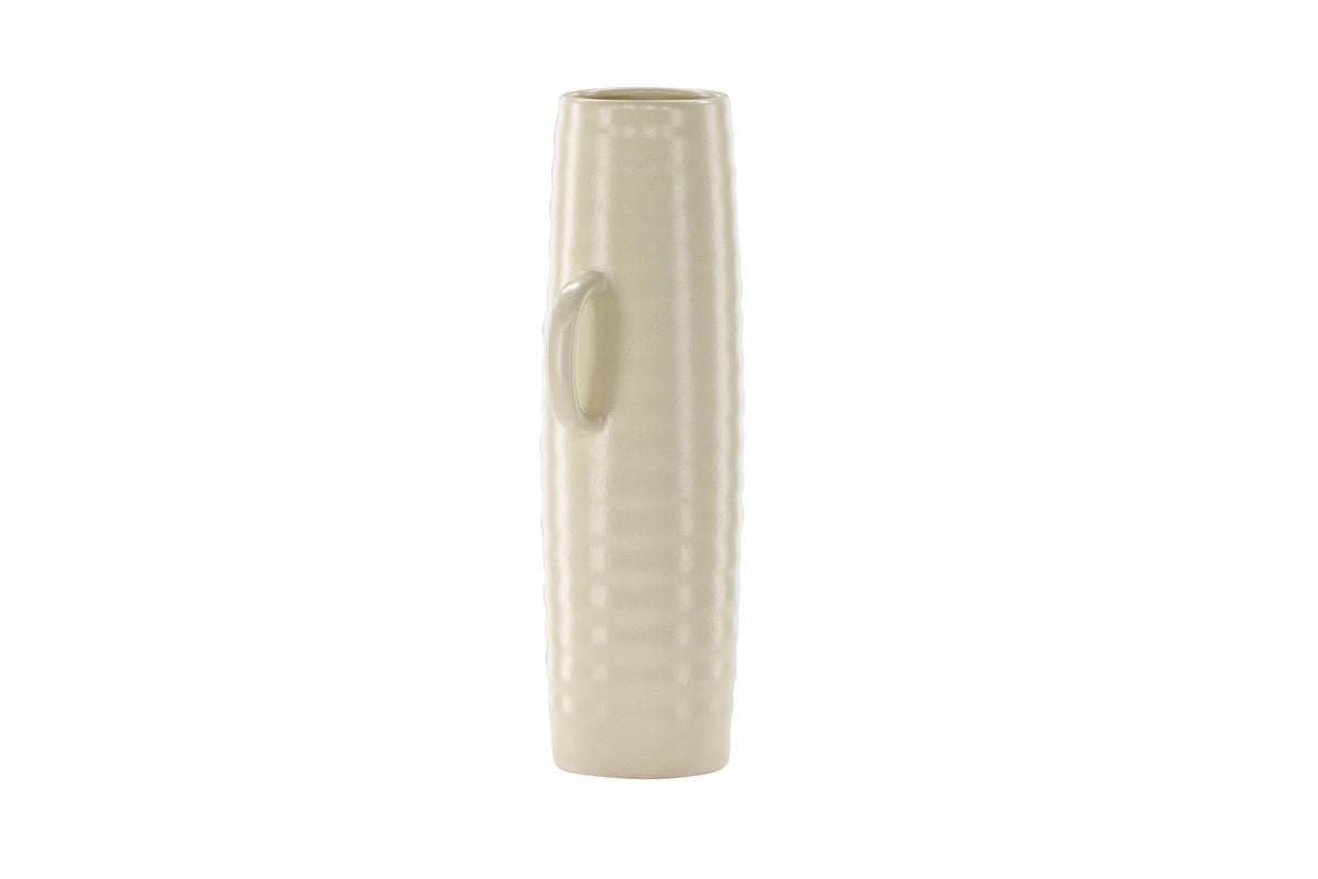 Cent vas 19x13x41 cm beige med svarta prickar