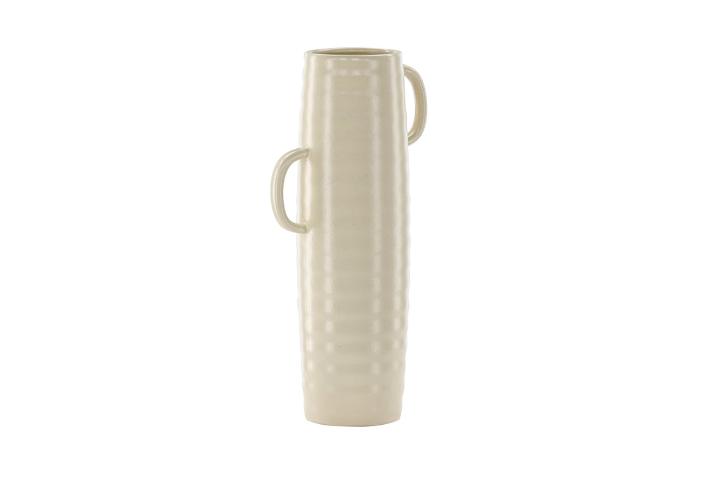 Cent vas 19x13x41 cm beige med svarta prickar
