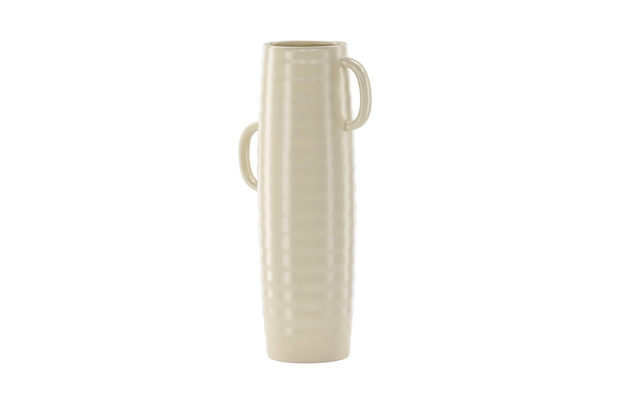 Cent vas 19x13x41 cm beige med svarta prickar