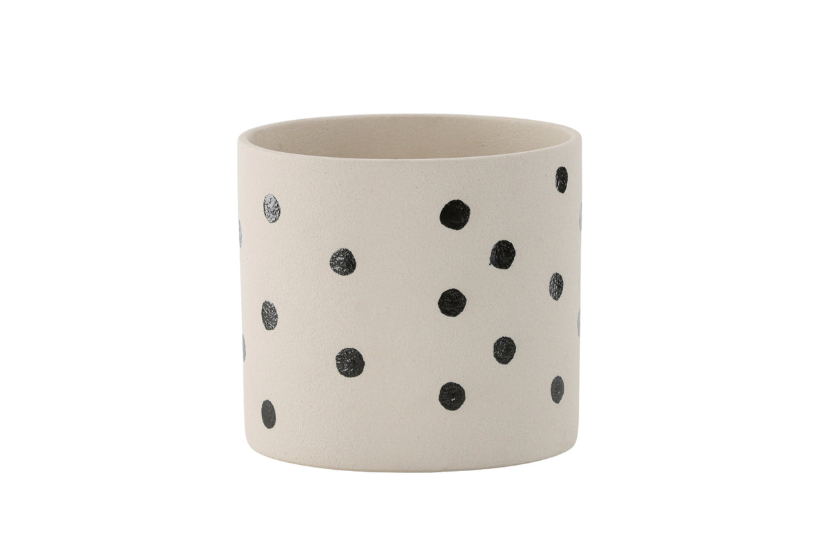 Sane kruka 18x18x17 cm vit med svarta prickar