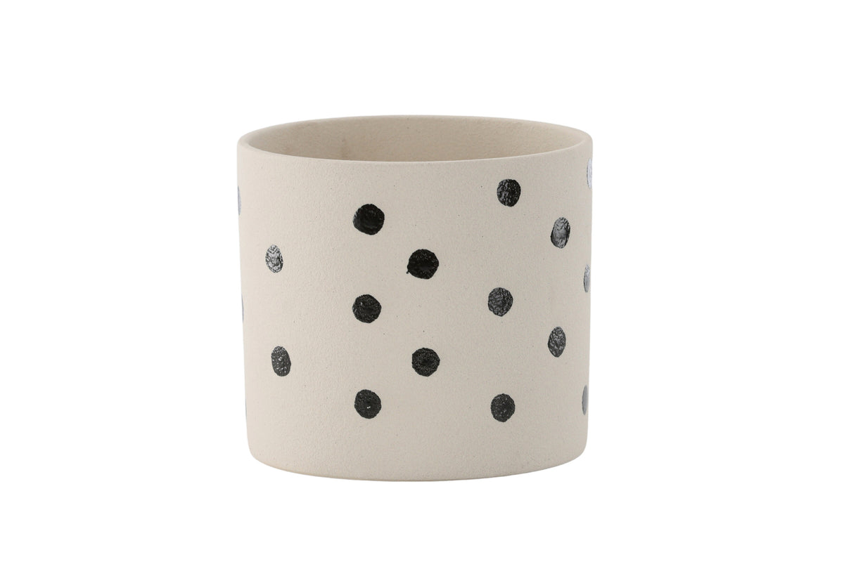 Sane kruka 18x18x17 cm vit med svarta prickar