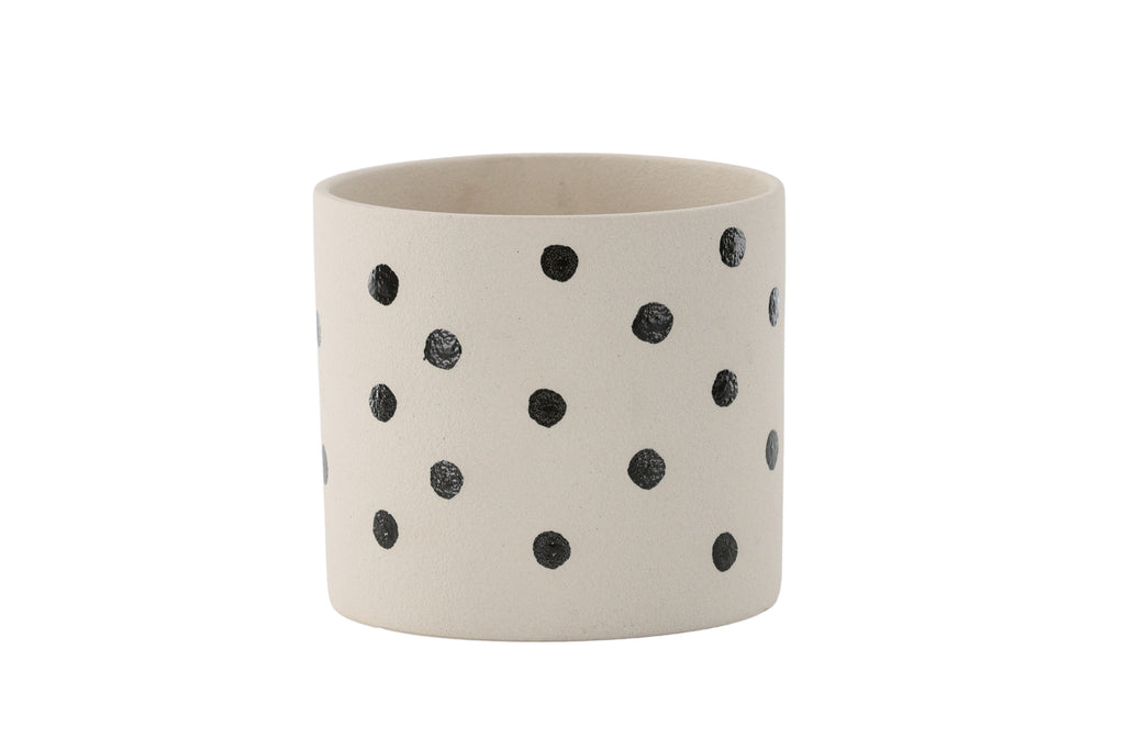 Sane kruka 18x18x17 cm vit med svarta prickar