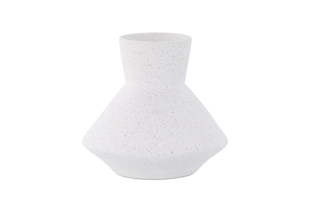 Rellis vas 22x10x20 cm (BxDxH) vit keramik med svarta prickar