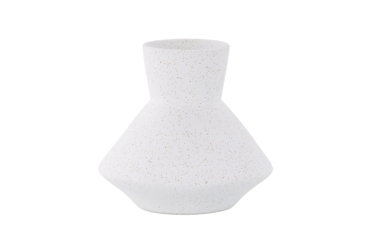 Rellis vas 22x10x20 cm (BxDxH) vit keramik med svarta prickar