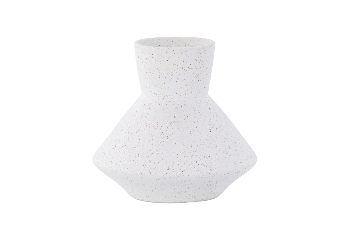 Rellis vas 22x10x20 cm (BxDxH) vit keramik med svarta prickar