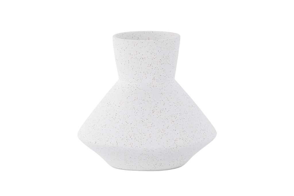 Rellis vas 22x10x20 cm (BxDxH) vit keramik med svarta prickar