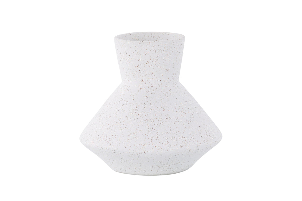 Rellis vas 22x10x20 cm (BxDxH) vit keramik med svarta prickar