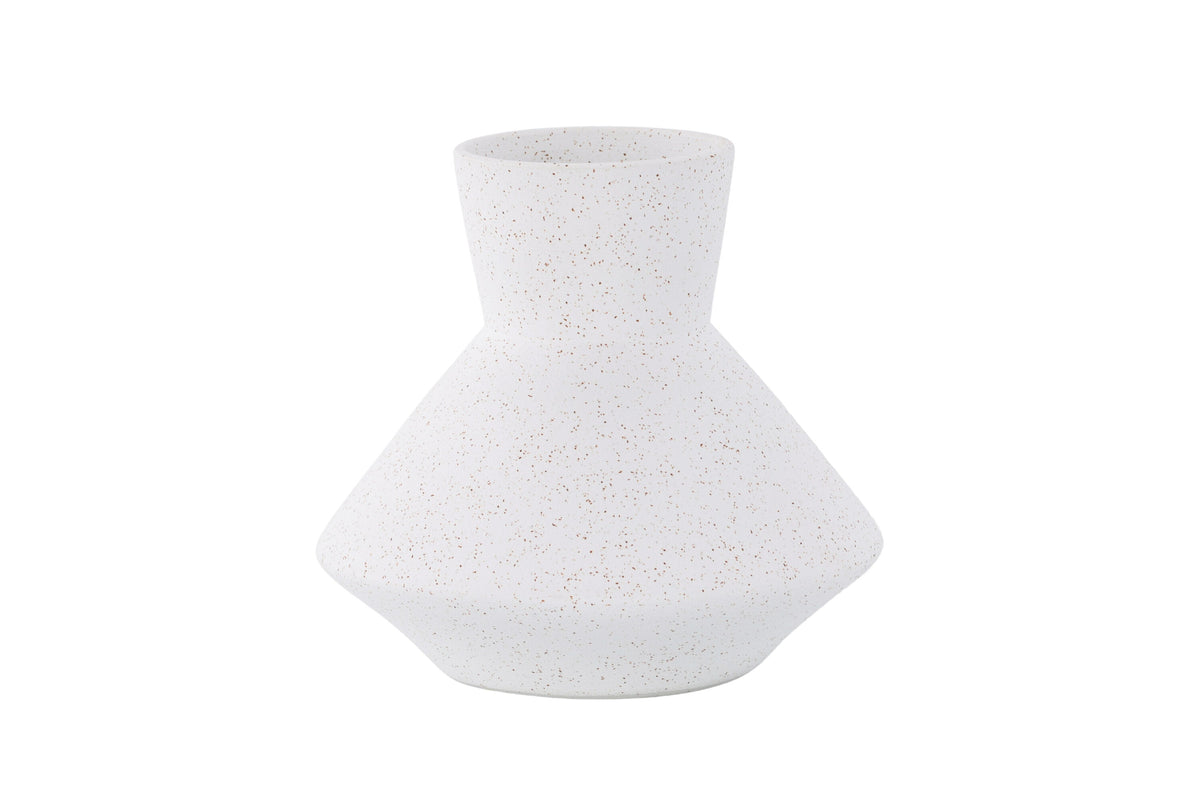Rellis vas 22x10x20 cm (BxDxH) vit keramik med svarta prickar