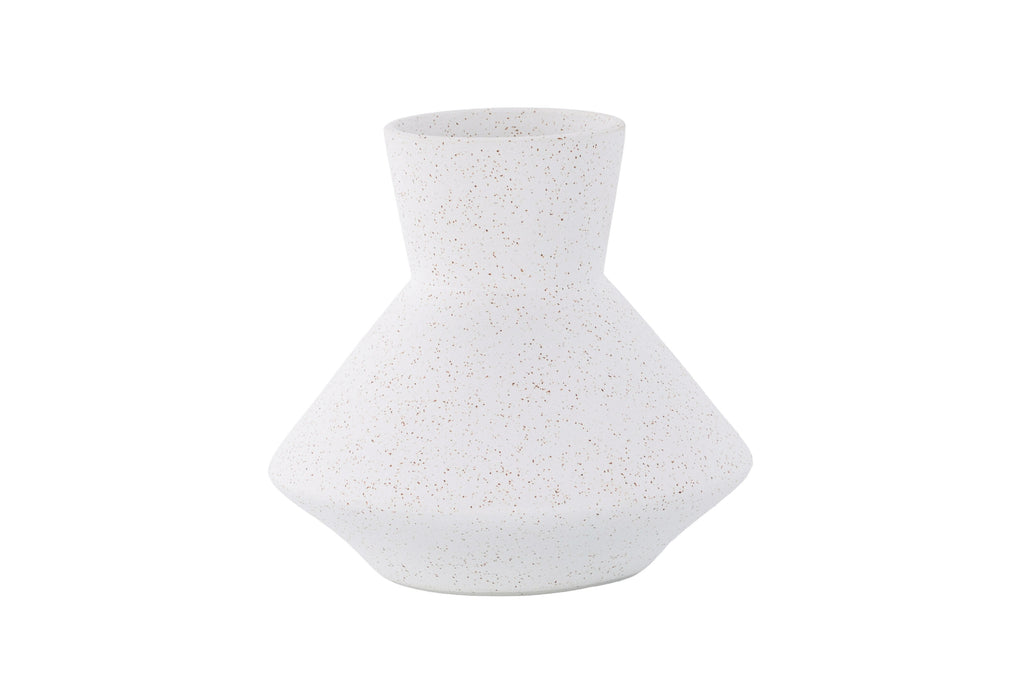 Rellis vas 22x10x20 cm (BxDxH) vit keramik med svarta prickar