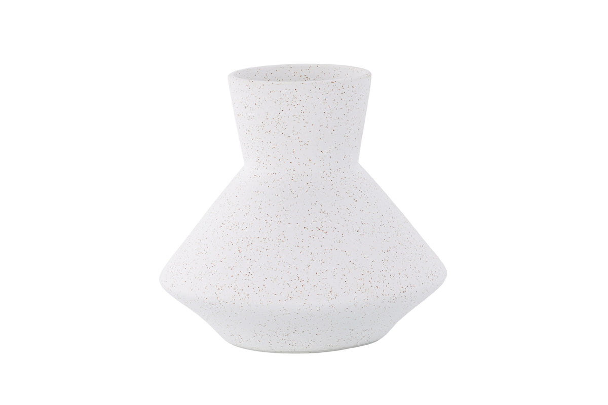 Rellis vas 22x10x20 cm (BxDxH) vit keramik med svarta prickar