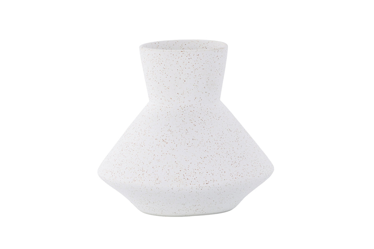 Rellis vas 22x10x20 cm (BxDxH) vit keramik med svarta prickar