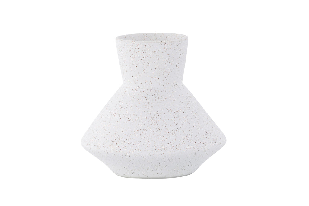 Rellis vas 22x10x20 cm (BxDxH) vit keramik med svarta prickar