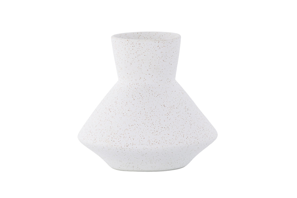 Rellis vas 22x10x20 cm (BxDxH) vit keramik med svarta prickar