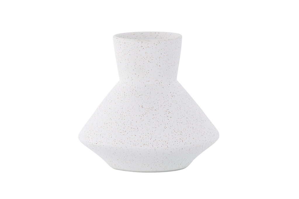 Rellis vas 22x10x20 cm (BxDxH) vit keramik med svarta prickar