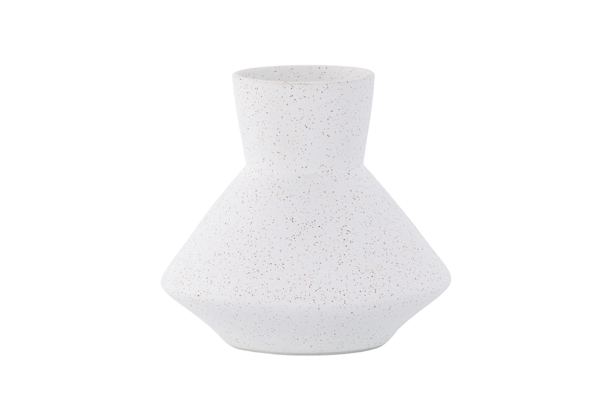 Rellis vas 22x10x20 cm (BxDxH) vit keramik med svarta prickar