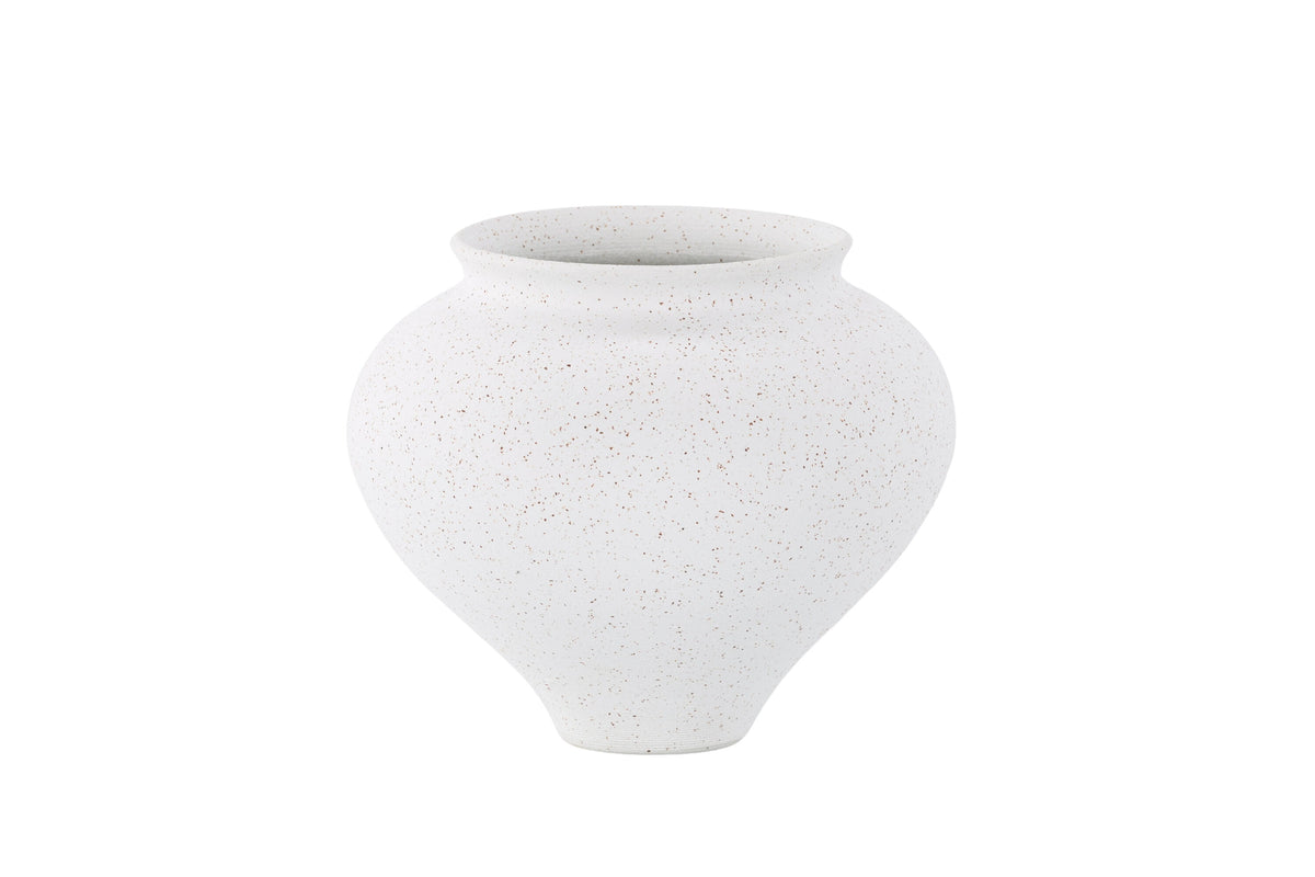 Rellis vas 11x18x18 cm vit keramik med svarta prickar